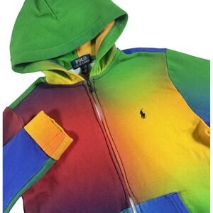 Polo Ralph Lauren Full Zip Hoodie Sweatshirt Youth Large (14-14) Rainbow Tie-Dye